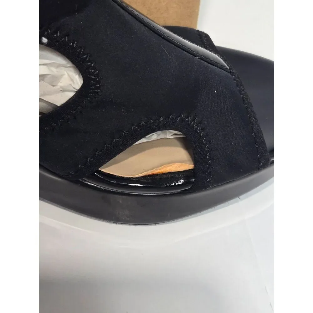 Adrienne Vittadini Clove Black Patent Wedge Sandals | Women's Size 10 - Picture 7 of 9